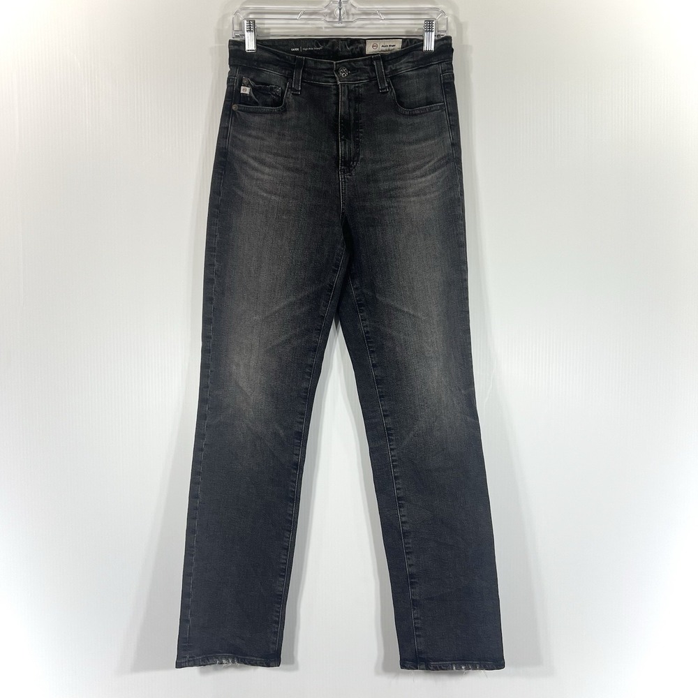 AG Saige High Waist Straight Leg Jeans Womens Size 27‎ Faded Black Gray - Picture 2 of 13
